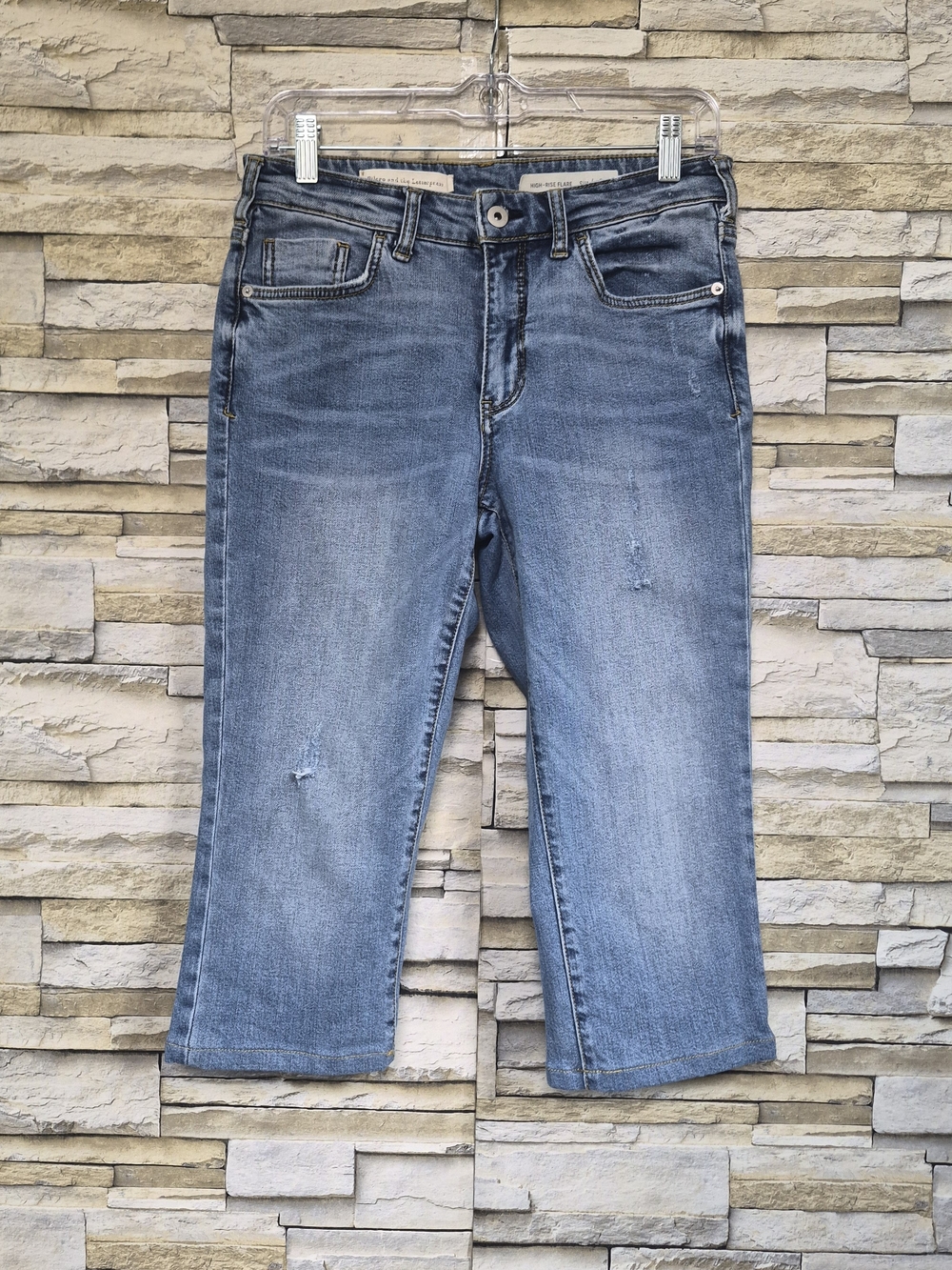 ​Pilcro and the Letterpress Cropped Capri Jeans Women Size 28 Blue Distressed